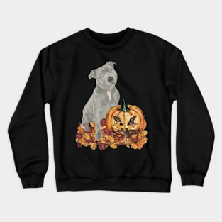 Staffordshire Bull Terrier Halloween Scene Crewneck Sweatshirt